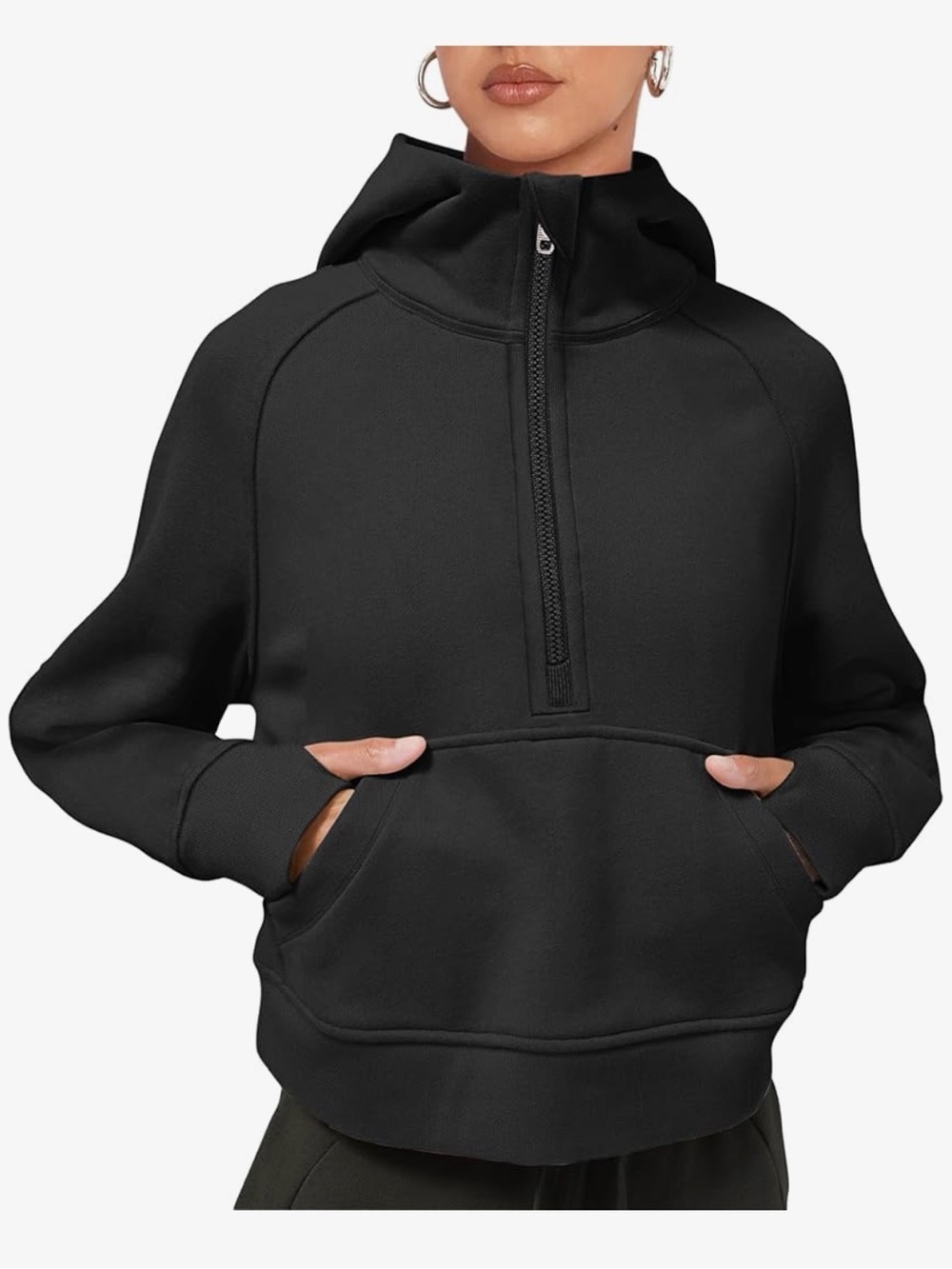 LASLULU black cropped hooded sweatshirt lululemon vibes